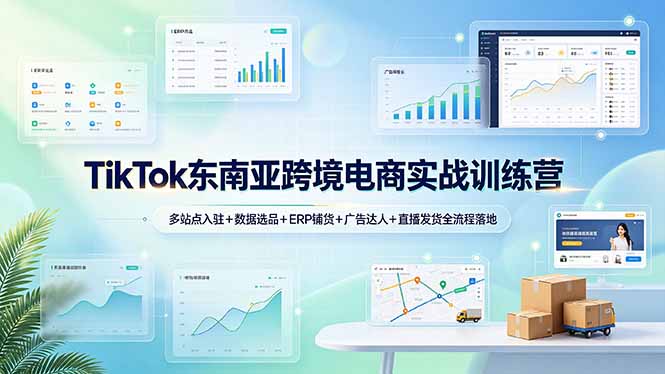 TikTok东南亚跨境电商实战训练营:多站点入驻+数据选品+ERP铺货+广告达人+直播发货全流程落地云学当下-创业资源网-知予轻创网-资源整合-互联网创业课程云学当下