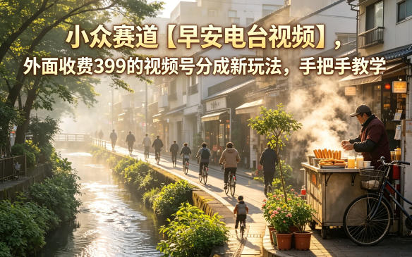 小众赛道【早安电台视频】,外面收费399的视频号分成新玩法,手把手教学云学当下-创业资源网-知予轻创网-资源整合-互联网创业课程云学当下