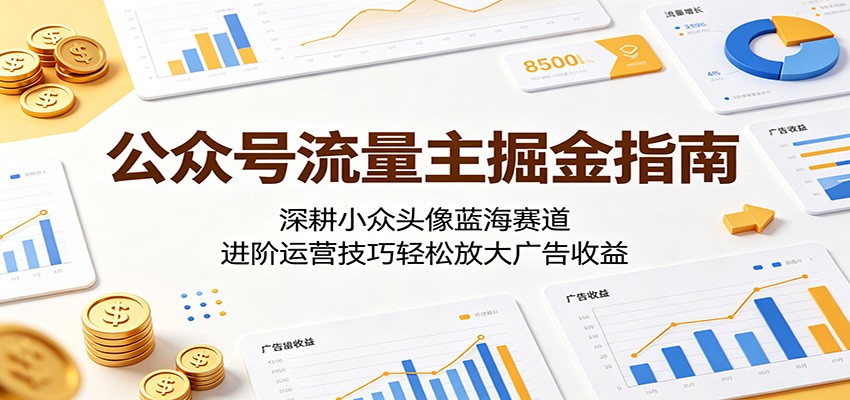 公众号流量主掘金指南：深耕小众头像蓝海赛道，进阶运营技巧轻松放大广告收益云学当下-创业资源网-知予轻创网-资源整合-互联网创业课程云学当下