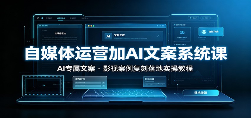 自媒体运营加AI文案系统课::AI专属文案,影视案例复刻落地实操教程云学当下-创业资源网-知予轻创网-资源整合-互联网创业课程云学当下