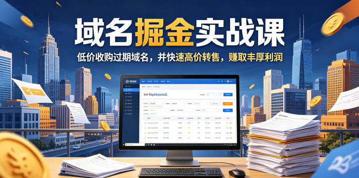 域名交易掘金实战课，低价收购过期域名，并快速高价转售，賺取丰厚利润【原创双语字幕】云学当下-创业资源网-知予轻创网-资源整合-互联网创业课程云学当下