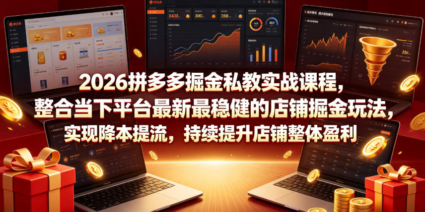 2026拼多多掘金私教实战课程,整合当下平台最新最稳健的店铺掘金玩法,实现降本提流,持续提升店铺整体盈利云学当下-创业资源网-知予轻创网-资源整合-互联网创业课程云学当下