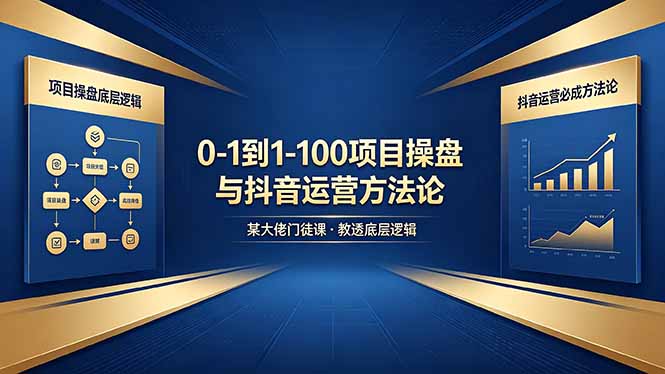 0-1到1-100怎么建？某大佬门徒课教透项目操盘底层逻辑+抖音运营必成方法论云学当下-创业资源网-知予轻创网-资源整合-互联网创业课程云学当下