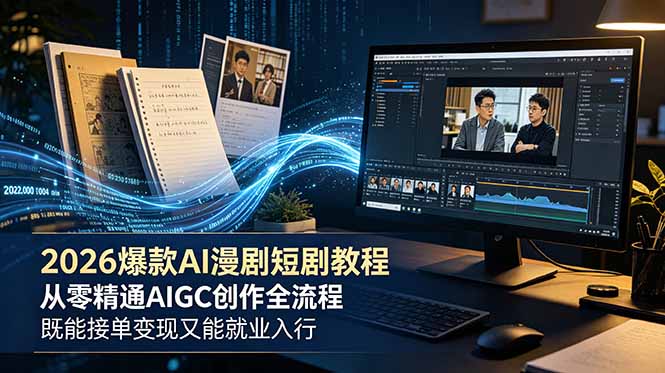 2026 爆款 AI 漫剧短剧教程 从零精通 AIGC 创作全流程 既能接单变现又能就业入行云学当下-创业资源网-知予轻创网-资源整合-互联网创业课程云学当下