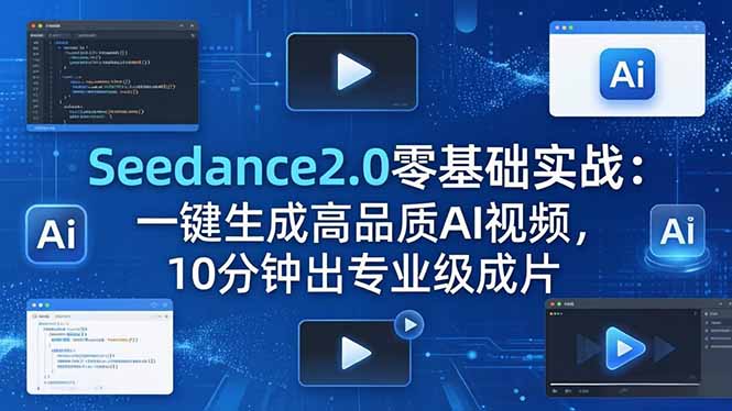 Seedance2.0零基础实战：一键生成高品质AI视频，10分钟出专业级成片云学当下-创业资源网-知予轻创网-资源整合-互联网创业课程云学当下
