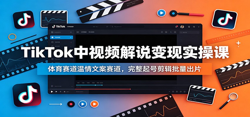 TikTok中视频解说变现实操课：体育赛道温情文案赛道，完整起号剪辑批量出片云学当下-创业资源网-知予轻创网-资源整合-互联网创业课程云学当下