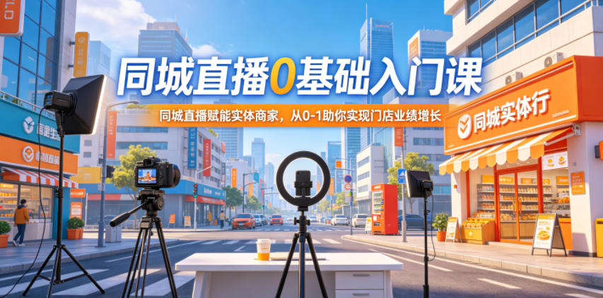 同城直播0基础入门课,同城直播赋能实体商家,从0-1助你实现门店业绩增长云学当下-创业资源网-知予轻创网-资源整合-互联网创业课程云学当下