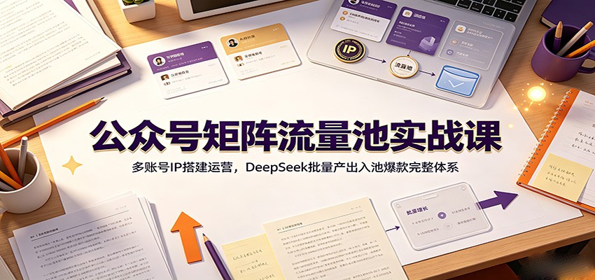 公众号矩阵流量池实战课:多账号IP搭建运营,DeepSeek批量产出入池爆款完整体系云学当下-创业资源网-知予轻创网-资源整合-互联网创业课程云学当下