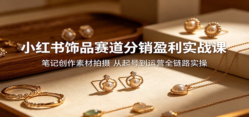 小红书饰品赛道分销盈利实战课：笔记创作素材拍摄，从起号到运营全链路实操云学当下-创业资源网-知予轻创网-资源整合-互联网创业课程云学当下