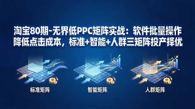 淘宝80期-无界低PPC矩阵实战：软件批量操作降低点击成本，标准+智能+人群三矩阵投产择优云学当下-创业资源网-知予轻创网-资源整合-互联网创业课程云学当下