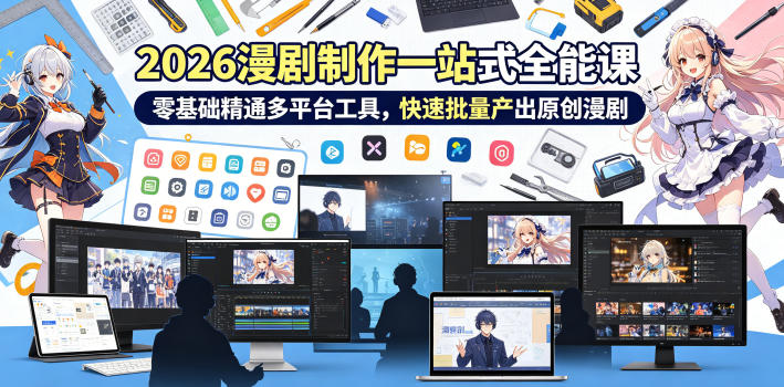 2026 AI漫剧制作一站式全能课，零基础精通多平台工具，快速批量产出原创漫剧云学当下-创业资源网-知予轻创网-资源整合-互联网创业课程云学当下