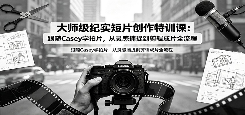 大师级纪实短片创作特训课:跟随Casey学拍片,从灵感捕捉到剪辑成片全流程云学当下-创业资源网-知予轻创网-资源整合-互联网创业课程云学当下