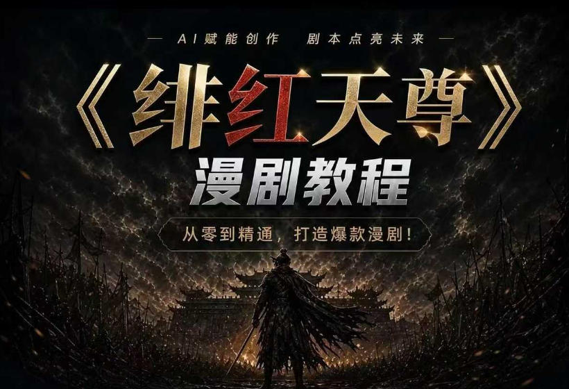 绯红天尊AI漫剧系统教程｜从零入门到精通，工具运用+剧本创作+爆款逻辑+提示词素材+镜头剪辑，全套爆款漫剧落地实战课云学当下-创业资源网-知予轻创网-资源整合-互联网创业课程云学当下