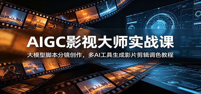 AIGC影视大师实战课：大模型脚本分镜创作，多AI工具生成影片剪辑调色教程云学当下-创业资源网-知予轻创网-资源整合-互联网创业课程云学当下