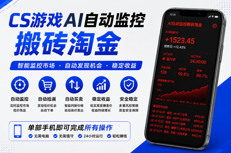 CS游戏AI自动监控搬砖淘金，稳定运行多年，支持任何形式验证，日入300+【揭秘】云学当下-创业资源网-知予轻创网-资源整合-互联网创业课程云学当下