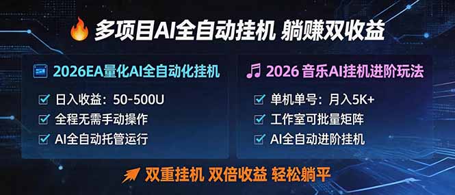 多项目AI自动挂机玩法：双重挂机，双倍收益，轻松躺平云学当下-创业资源网-知予轻创网-资源整合-互联网创业课程云学当下
