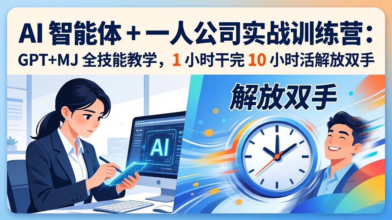AI 智能体 + 一人公司实战训练营：GPT+MJ 全技能教学，1 小时干完 10 小时活解放双手-云学当下