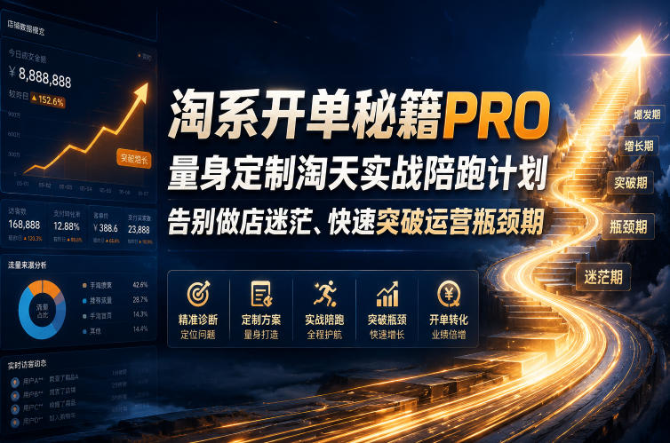淘系开单秘籍PRO,量身定制淘天实战陪跑计划,告别做店迷茫、快速突破运营瓶颈期(2026年6月22日)云学当下-创业资源网-知予轻创网-资源整合-互联网创业课程云学当下