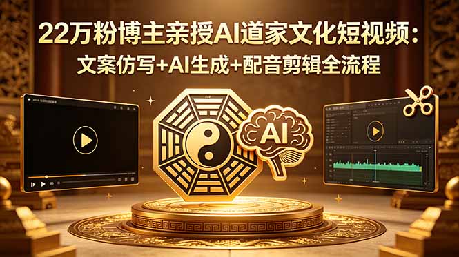 22万粉博主亲授AI道家文化短视频：文案仿写+AI生成+配音剪辑全流程云学当下-创业资源网-知予轻创网-资源整合-互联网创业课程云学当下