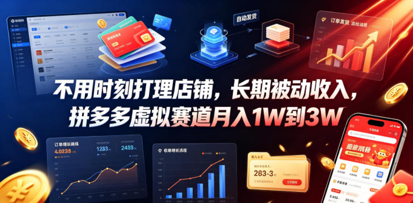 不用时刻打理店铺,长期被动收入,拼多多虚拟赛道月入1W到3W【揭秘】云学当下-创业资源网-知予轻创网-资源整合-互联网创业课程云学当下
