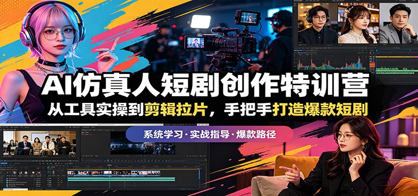 AI仿真人短剧创作特训营：从工具实操到剪辑拉片，手把手打造爆款短剧云学当下-创业资源网-知予轻创网-资源整合-互联网创业课程云学当下