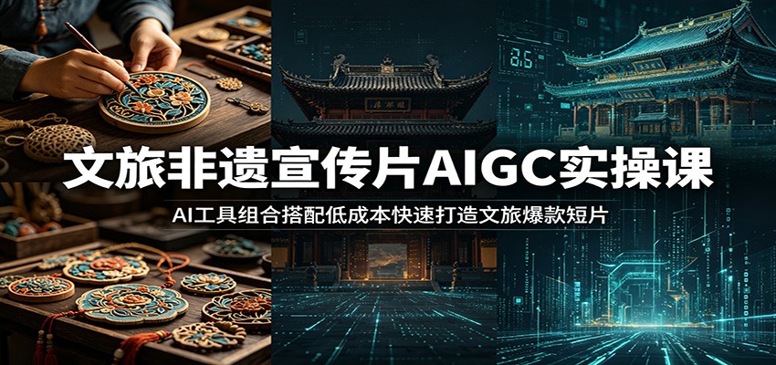文旅非遗宣传片AIGC实操课：AI工具组合搭配低成本快速打造文旅爆款短片云学当下-创业资源网-知予轻创网-资源整合-互联网创业课程云学当下
