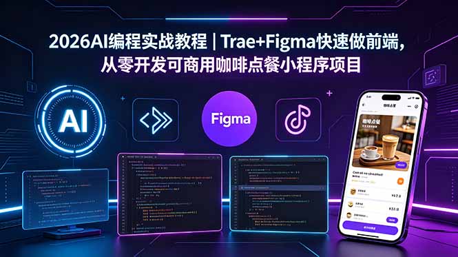 2026AI编程实战教程｜Trae+Figma快速做前端，从零开发可商用咖啡点餐小程序项目云学当下-创业资源网-知予轻创网-资源整合-互联网创业课程云学当下