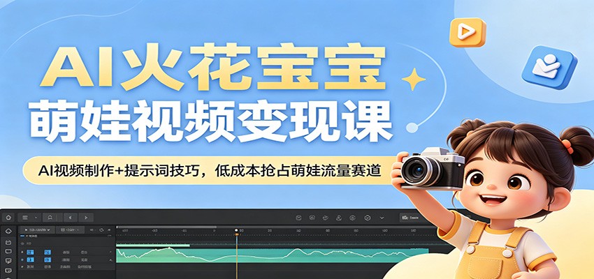 AI火花宝宝萌娃视频变现课：AI视频制作+提示词技巧，低成本抢占萌娃流量赛道云学当下-创业资源网-知予轻创网-资源整合-互联网创业课程云学当下