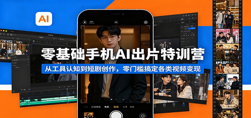 零基础手机AI出片特训营：从工具认知到短剧创作，零门槛搞定各类视频变现云学当下-创业资源网-知予轻创网-资源整合-互联网创业课程云学当下