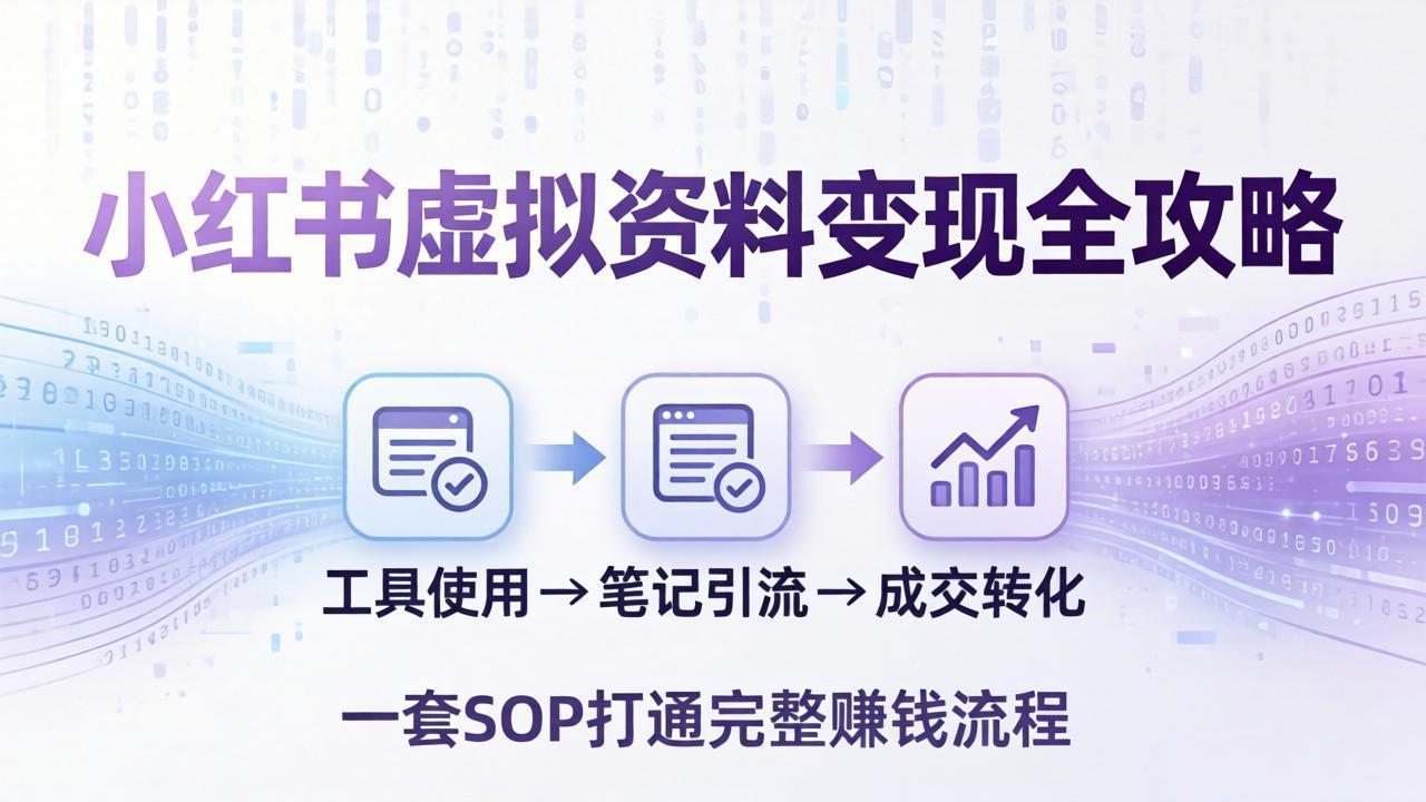 小红书虚拟资料变现全攻略：从工具使用到笔记引流成交，一套 SOP 打通完整赚钱流程-云学当下