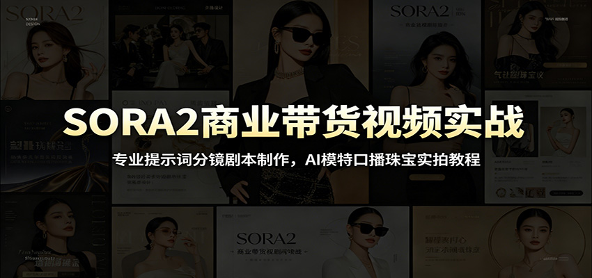 SORA2商业带货视频实战:专业提示词分镜剧本制作,AI模特口播珠宝实拍教程云学当下-创业资源网-知予轻创网-资源整合-互联网创业课程云学当下