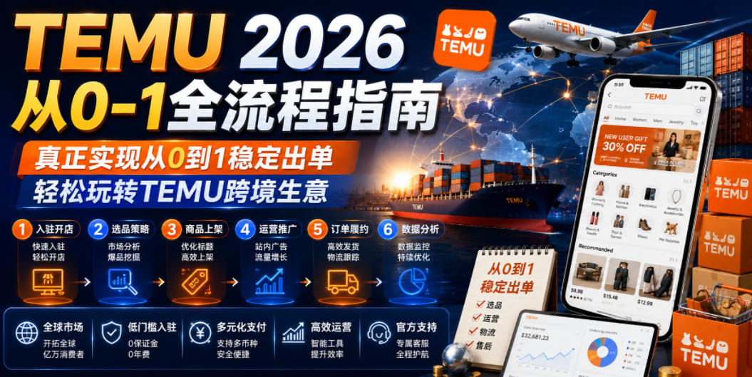 TEMU 2026从0-1全流程指南,真正实现从0到1稳定出单,轻松玩转TEMU跨境生意云学当下-创业资源网-知予轻创网-资源整合-互联网创业课程云学当下