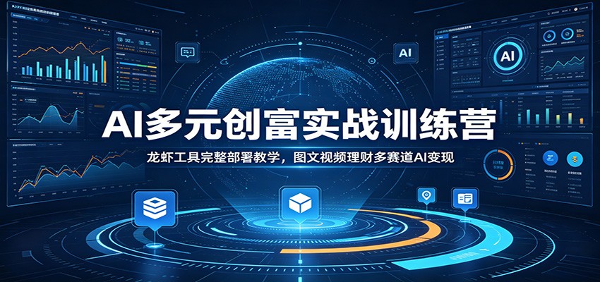 AI多元创富实战训练营：龙虾工具完整部署教学，图文视频理财多赛道AI变现云学当下-创业资源网-知予轻创网-资源整合-互联网创业课程云学当下