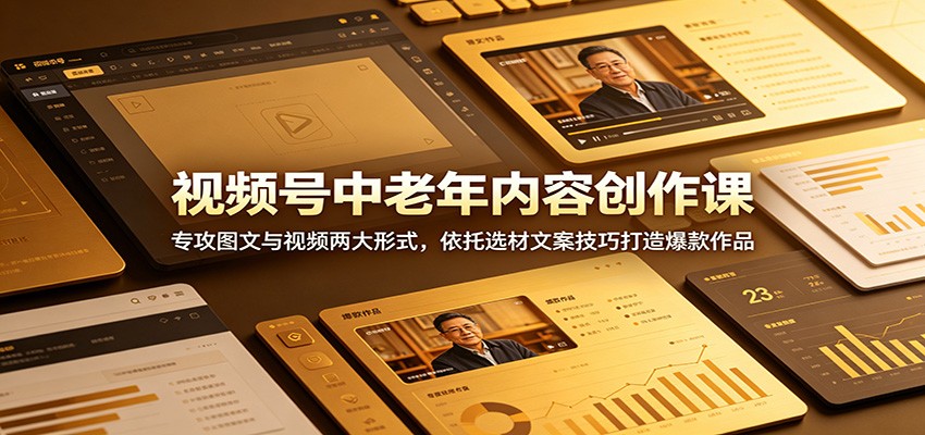 视频号中老年内容创作课:专攻图文与视频两大形式,依托选材文案技巧打造爆款作品云学当下-创业资源网-知予轻创网-资源整合-互联网创业课程云学当下
