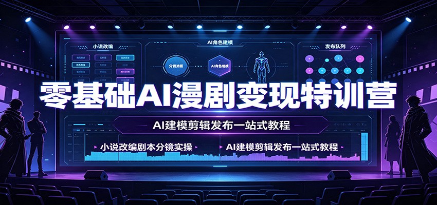 零基础AI漫剧变现特训营：小说改编剧本分镜实操，AI建模剪辑发布一站式教程云学当下-创业资源网-知予轻创网-资源整合-互联网创业课程云学当下