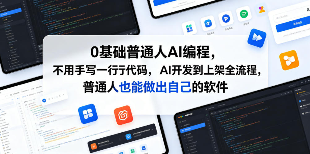 0基础普通人AI编程,不用手写一行代码,AI开发到上架全流程,普通人也能做出自己的软件云学当下-创业资源网-知予轻创网-资源整合-互联网创业课程云学当下