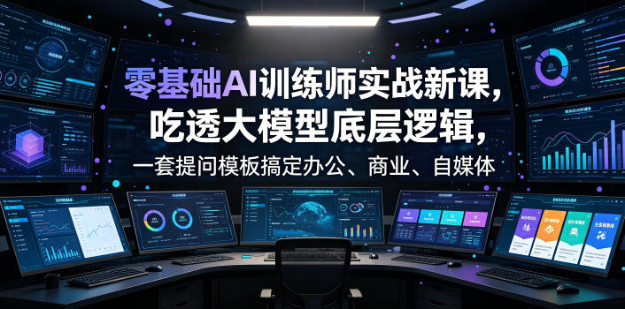 零基础AI训练师实战课,吃透大模型底层逻辑,一套提问模板搞定办公、商业、自媒体、设计、生活全场景AI落地应用云学当下-创业资源网-知予轻创网-资源整合-互联网创业课程云学当下