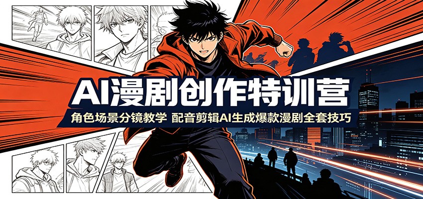 AI漫剧创作特训营：角色场景分镜教学，配音剪辑AI生成爆款漫剧全套技巧云学当下-创业资源网-知予轻创网-资源整合-互联网创业课程云学当下