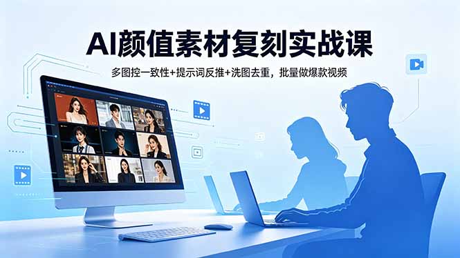 AI颜值素材复刻实战课，多图控一致性+提示词反推+洗图去重，批量做爆款视频云学当下-创业资源网-知予轻创网-资源整合-互联网创业课程云学当下