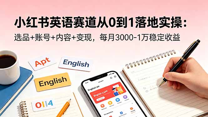 小红书英语赛道从0到1落地实操:选品+账号+内容+变现,每月3000-1万稳定收益云学当下-创业资源网-知予轻创网-资源整合-互联网创业课程云学当下