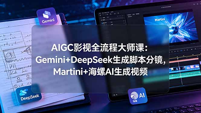 AIGC影视全流程大师课:Gemini+DeepSeek生成脚本分镜,Martini+海螺AI生成视频云学当下-创业资源网-知予轻创网-资源整合-互联网创业课程云学当下