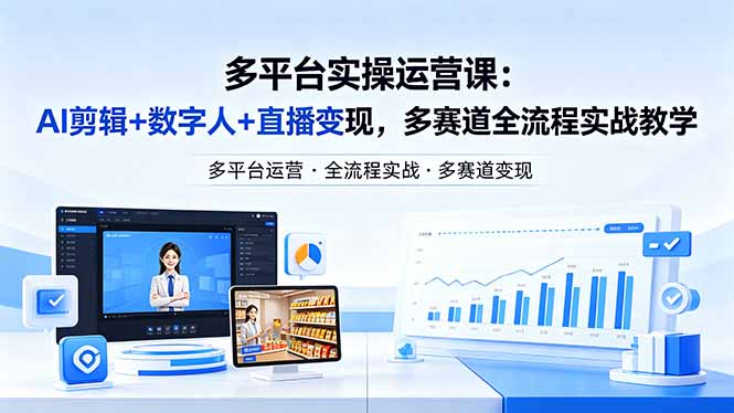 某团队多平台实操运营课-更新26年4月20：AI剪辑+数字人+直播变现，多赛道全流程实战教学云学当下-创业资源网-知予轻创网-资源整合-互联网创业课程云学当下