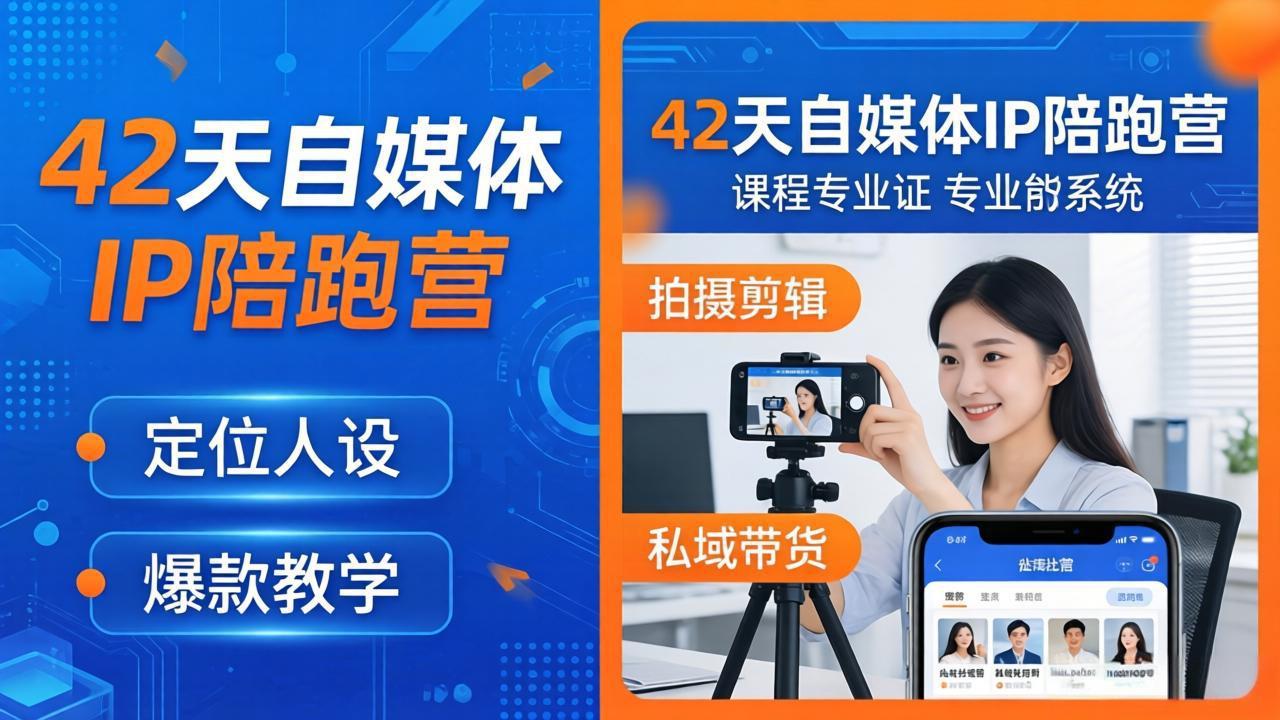 42天自媒体IP陪跑营-26年4月19更新：定位人设爆款全教学，拍摄剪辑私域带货一站式落地云学当下-创业资源网-知予轻创网-资源整合-互联网创业课程云学当下