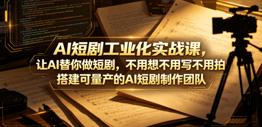 AI短剧工业化实战课,让AI替你做短剧,不用想不用写不用拍,搭建可量产的AI短剧制作团队云学当下-创业资源网-知予轻创网-资源整合-互联网创业课程云学当下