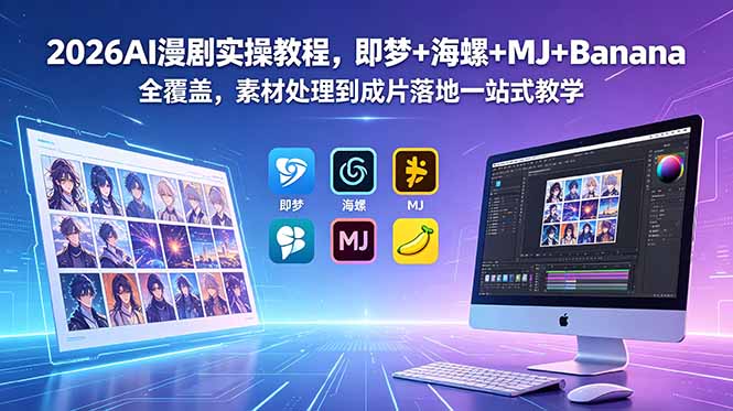2026AI漫剧实操教程，即梦+海螺+MJ+Banana全覆盖，素材处理到成片落地一站式教学云学当下-创业资源网-知予轻创网-资源整合-互联网创业课程云学当下