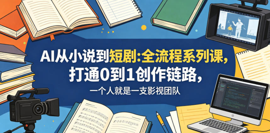 AI从小说到短剧全流程系列课,打通0到1创作链路,一个人就是一支影视团队云学当下-创业资源网-知予轻创网-资源整合-互联网创业课程云学当下