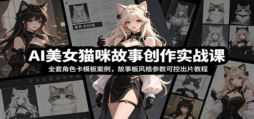AI美女猫咪故事创作实战课：全套角色卡模板案例，故事板风格参数可控出片教程云学当下-创业资源网-知予轻创网-资源整合-互联网创业课程云学当下