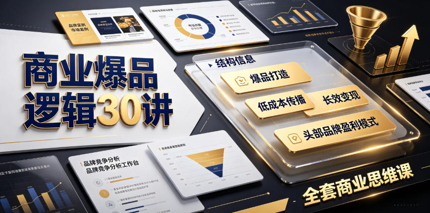 商业爆品逻辑30讲｜拆解各行各业头部品牌盈利模式，吃透爆品打造、低成本传播、长效变现全套商业思维课云学当下-创业资源网-知予轻创网-资源整合-互联网创业课程云学当下