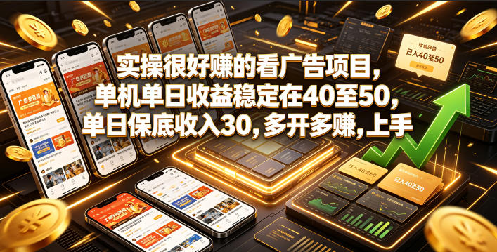 实操很好賺的看广告项目，单机单日收益稳定在40至50，单日保底收入30，多开多賺，上手就能变现【揭秘】云学当下-创业资源网-知予轻创网-资源整合-互联网创业课程云学当下