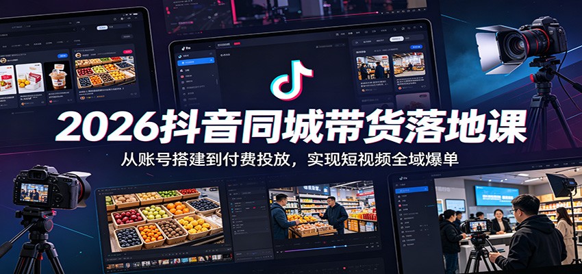 2026抖音同城带货落地课：从账号搭建到付费投放，实现短视频全域爆单云学当下-创业资源网-知予轻创网-资源整合-互联网创业课程云学当下